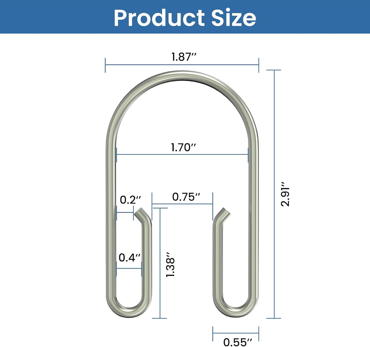 Shower Curtain Hooks Rings ，Double Sided Shower Curtain Hooks Rust Proof，12 pcs Shower Hooks for Inside Shower，Smooth Sliding Anti-Drop Double Shower Rings for Curtain (Nickel)