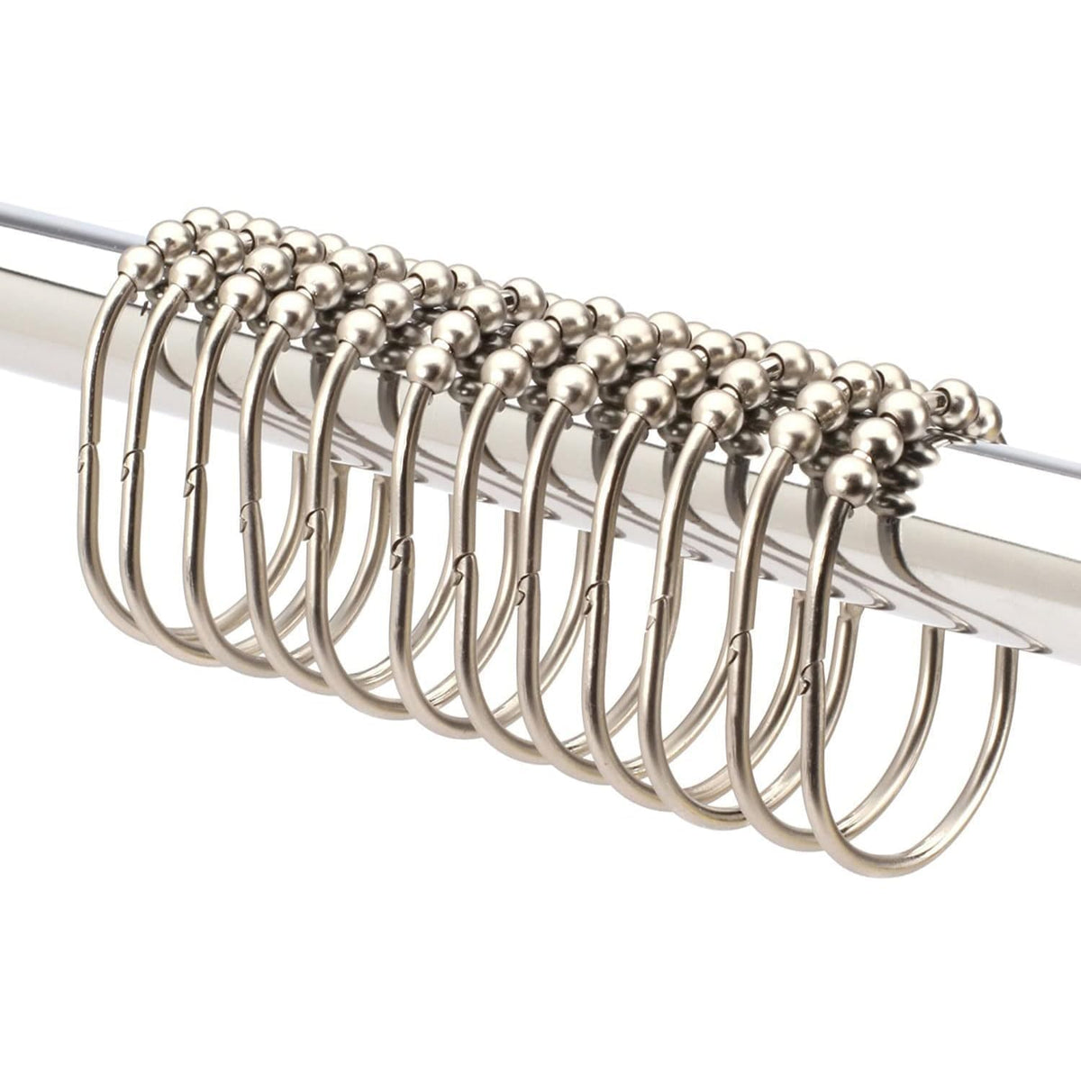 2 Lb. Depot Wide Shower Curtain Rings - Set of 12 Easy Glide Rollers with Decorative Gold Finish - Stainless Steel Shower Hooks for Straight and Curved Rods - Decorative and Durable for Any Bathroom