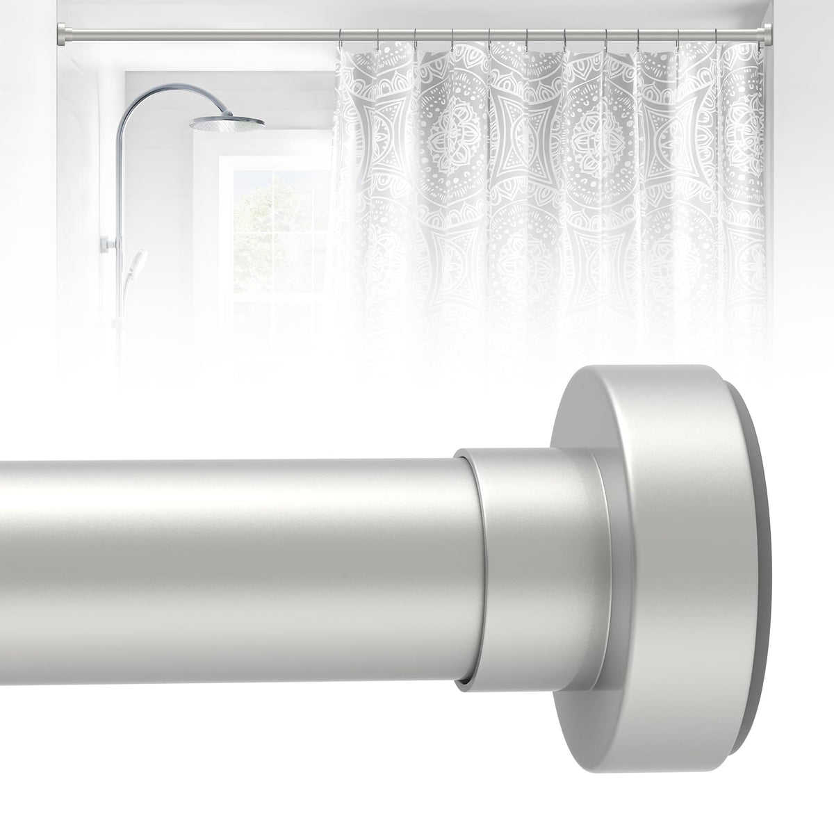 Spring Tension Shower Curtain Rod,18-49",Heavy Duty,No Drill,Gold