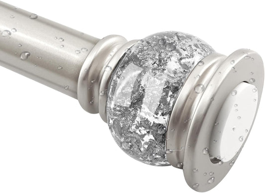 Shower Curtain Rod 27 to 60 Inch,1 Inch Diameter Shower Rod for Bathroom, No Drilling Tension Curtain Rod for Window, Adjustable Spring Tension Rod,No Drilling ，No Rust,Silver