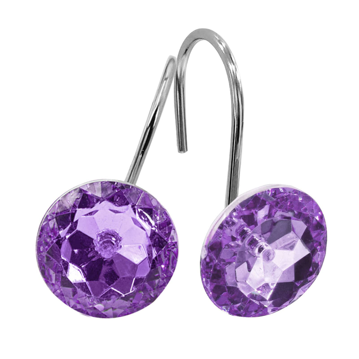 Purple Diamond Crystal Bling Shower Curtain Hooks Rings for Bathroom,12PCS