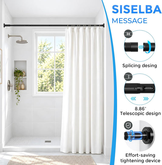 Shower Curtain Rod 20.2-79" Adjustable Heavy Duty Tension Rod Black