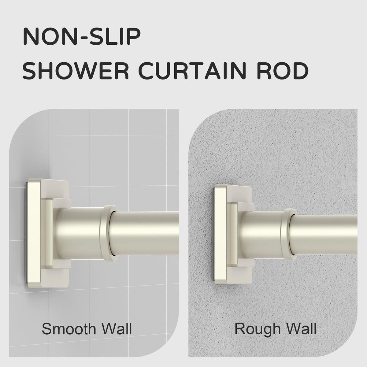 UIOSANRT Brushed Nickel Shower Curtain Rod 31-79 Inches Non-Slip Shower Rod Tension Mounted No Drill Tension Shower Curtain Rods Spring Tension Rod for Windows Bathroom