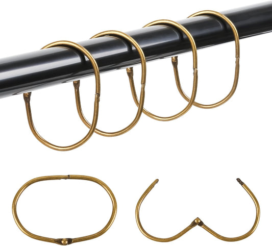20Pcs Shower Curtain Hooks,Metal Oval Shower Curtain Hooks Roman Rings