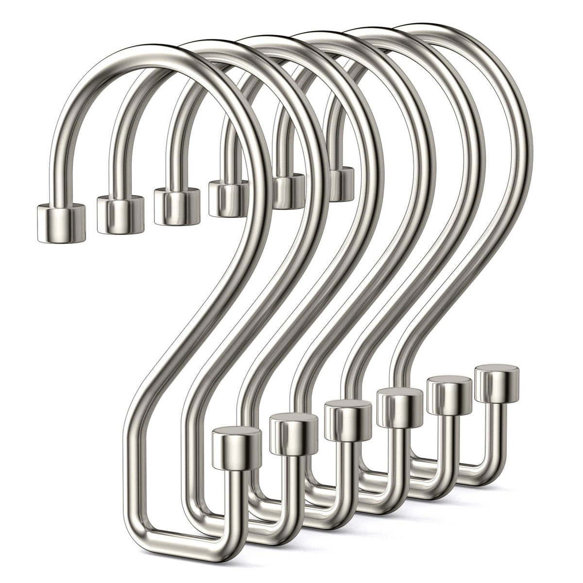 Goowin Shower Curtain Hooks, 12 Pcs S Shape Shower Curtain Rings, Rustproof Black Shower Curtain Rings, Multi-Functional Shower Hooks for Shower Curtain, Kitchen Utensils, Clothing, Towels, Black