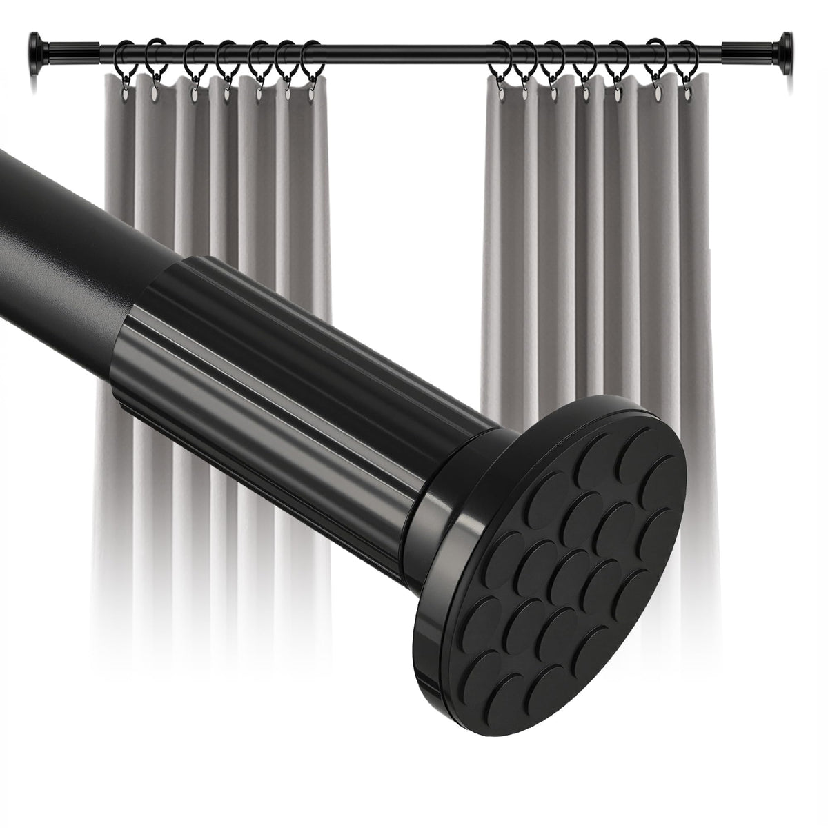 Shower Curtain Rod No Drilling, Adjustable 51-128 In,Stainless Steel