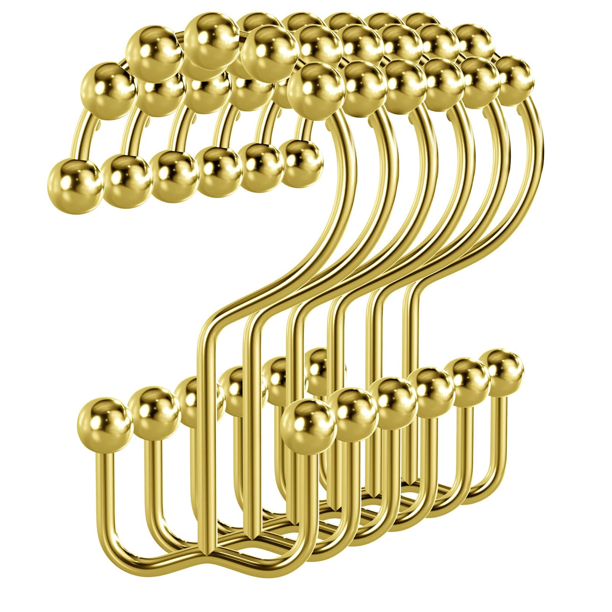 Bathway Shower Curtain Hooks Matte Black Shower Curtain Rings, 12 Pcs Double Hook Shower Curtain Hooks Rings Shower Curtain Hangers Rust Proof, Metal Shower Hooks for Bathroom Shower Curtain Rod