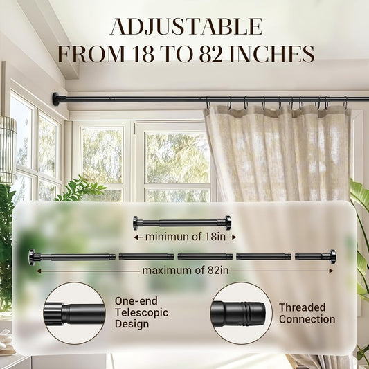 Tension Shower Curtain Rod,Adjustable 18-82Inch Tension Rod Black