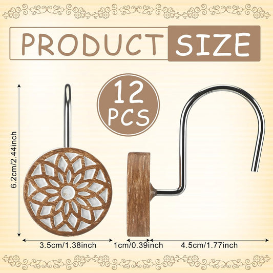 BreezeHug 12 Pcs Boho Shower Curtain Hooks Decorative Shower Curtain Hanger