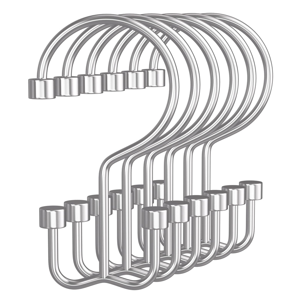 Bathway Shower Curtain Hooks Matte Black Shower Curtain Rings, 12 Pcs Double Hook Shower Curtain Hooks Rings Shower Curtain Hangers Rust Proof, Metal Shower Hooks for Bathroom Shower Curtain Rod