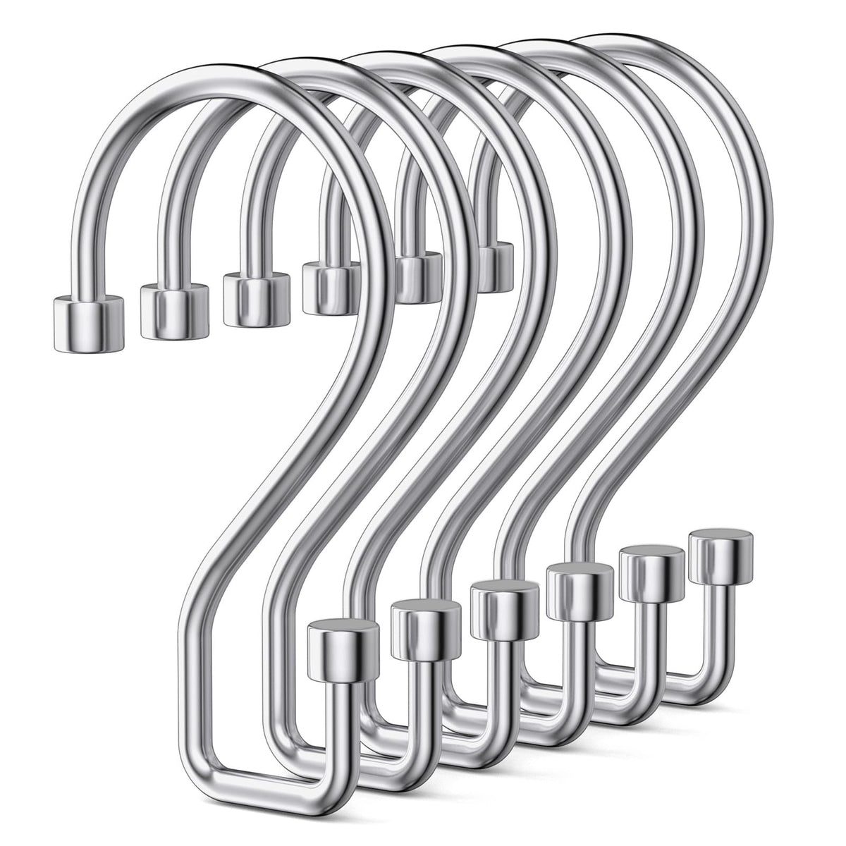 Goowin Shower Curtain Hooks, 12 Pcs S Shape Shower Curtain Rings, Rustproof Black Shower Curtain Rings, Multi-Functional Shower Hooks for Shower Curtain, Kitchen Utensils, Clothing, Towels, Black