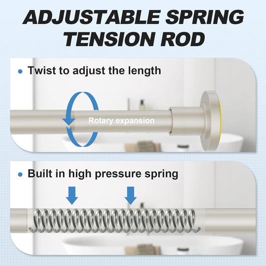 CorkLatta Brushed Nickel Shower Curtain Rod 31 to 80 Inch,1 Inch Diameter Adjustable Spring Tension Stainless Steel Telescoping Rod,Easy Install,No Rust