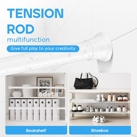 2pack Spring Tension Curtain Rods 18-36 Inch Adjustable White Tension Rod