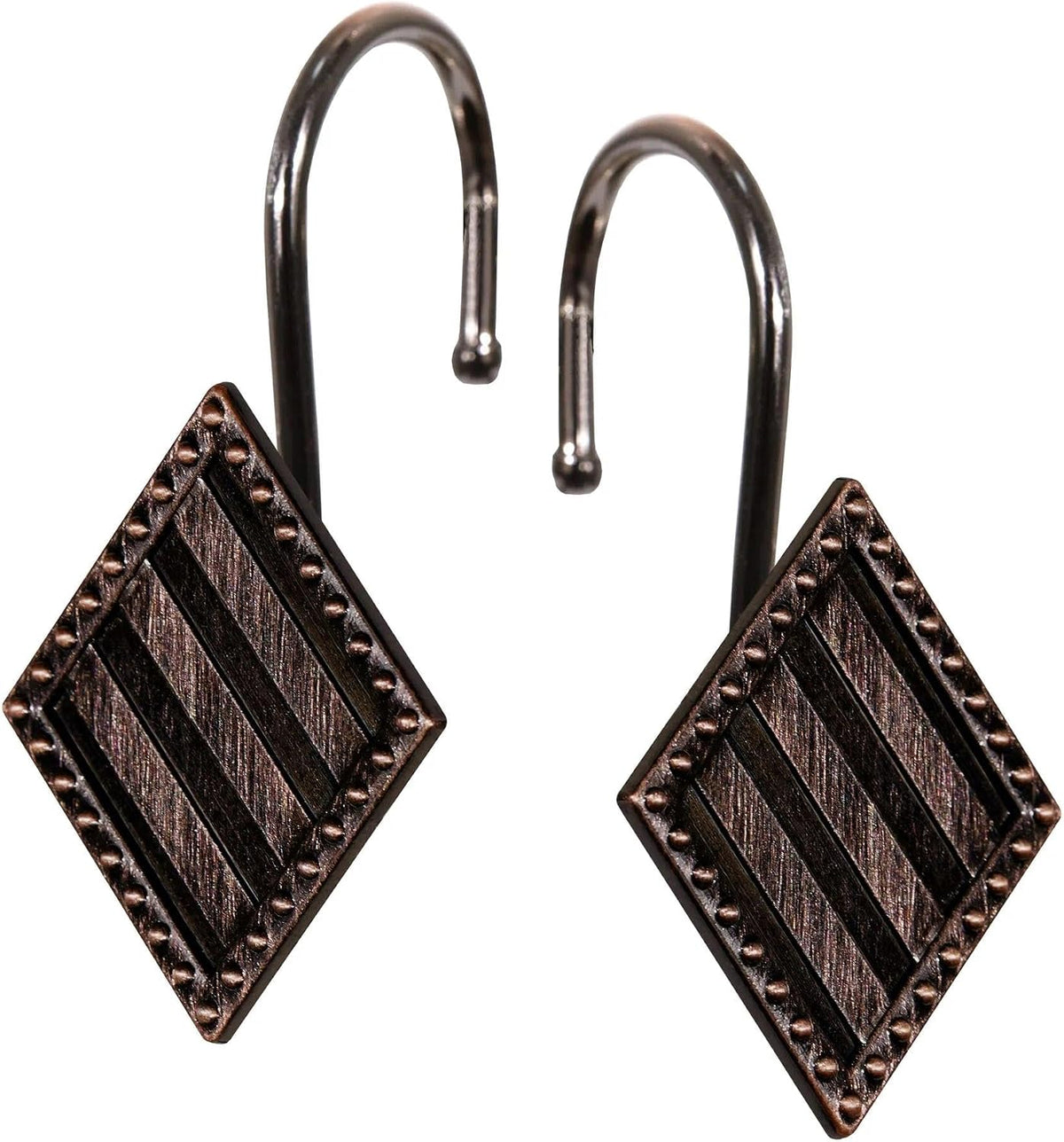 Vintage Bronze Shower Curtain Hooks: 12PCS Geometric Bathroom Curtain Ring
