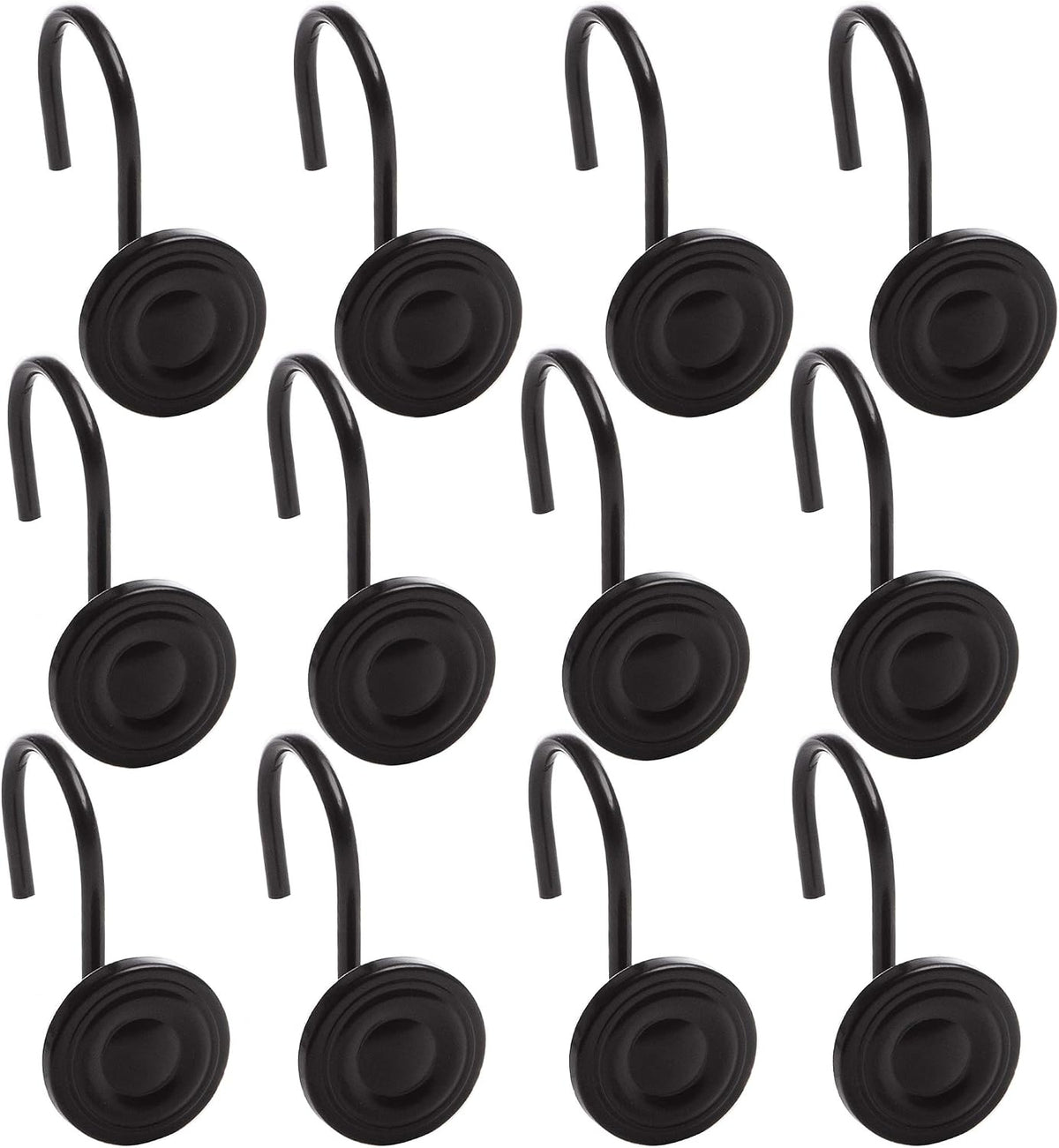 BINO | Shower Curtain Hooks - Brushed Nickel - Set of 12 | Hooks Shower Curtain | Shower Curtain Rings Hooks | Rust Proof Shower Curtain Hooks | Bathroom Shower Hooks For Curtain | Bathroom Essentials