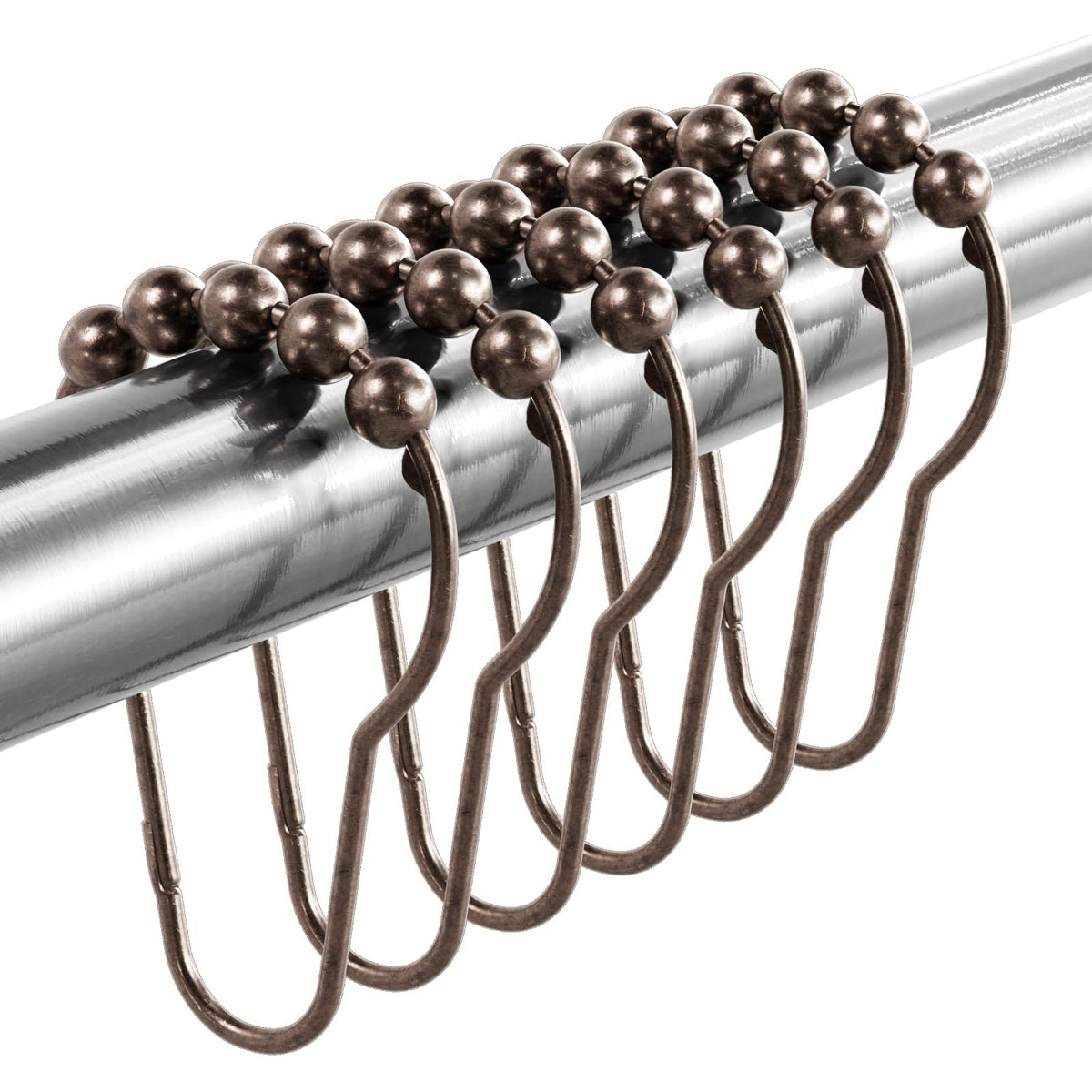 Titanker Shower Curtain Rings Hooks, Rust-Resistant Metal Shower Curtain Hooks for Bathroom Shower Rods Shower Hooks Shower Rings for Curtain - Set of 12, Matte Black