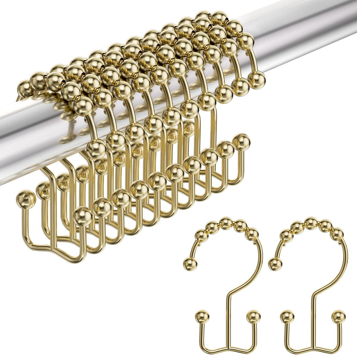 Amazer Black Shower Curtain Hooks, Decorative Shower Curtain Hooks, Shower Hooks for Shower Curtain Rust Proof Stainless Steel Shower Curtain Hooks Set of 12