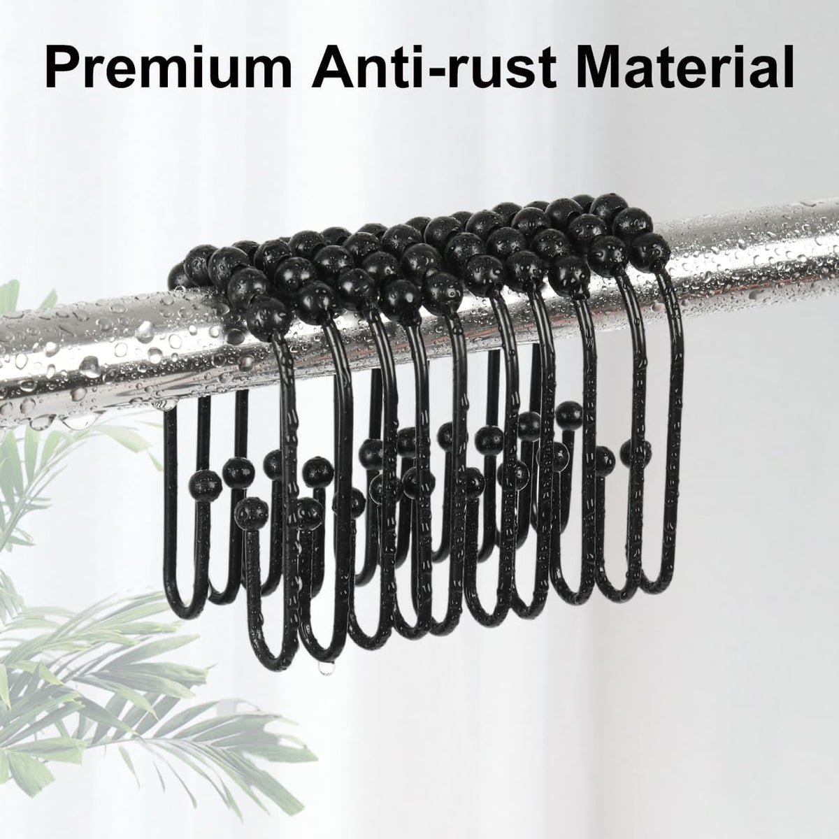 Resze Shower Curtain Hooks, Glide Smoothly Shower Rings with Ball Bearings