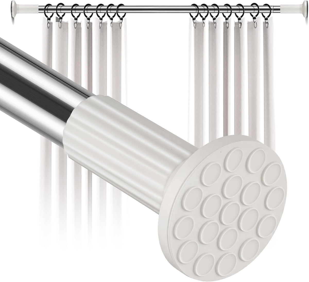 Shower Curtain Rod No Drilling, Adjustable 51-128 In,Stainless Steel