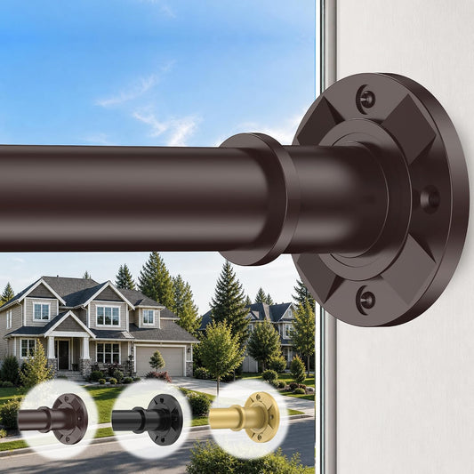 Brown Tension Curtain Rod 30-120 Inch, Heavy Duty Shower Rod